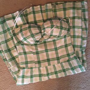 Guess Green and Yellow Strapless Plaid Dress S/P